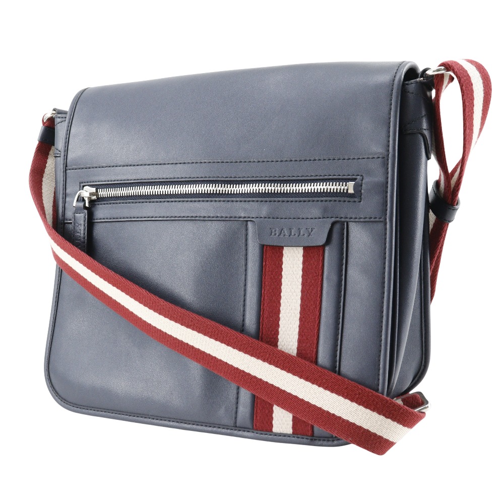 トレインスポッティング ショルダーバッグ カーフ 紺 メンズ 中古品 トレインスポッティング ショルダーバッグ カーフ 紺 メンズ 中古品