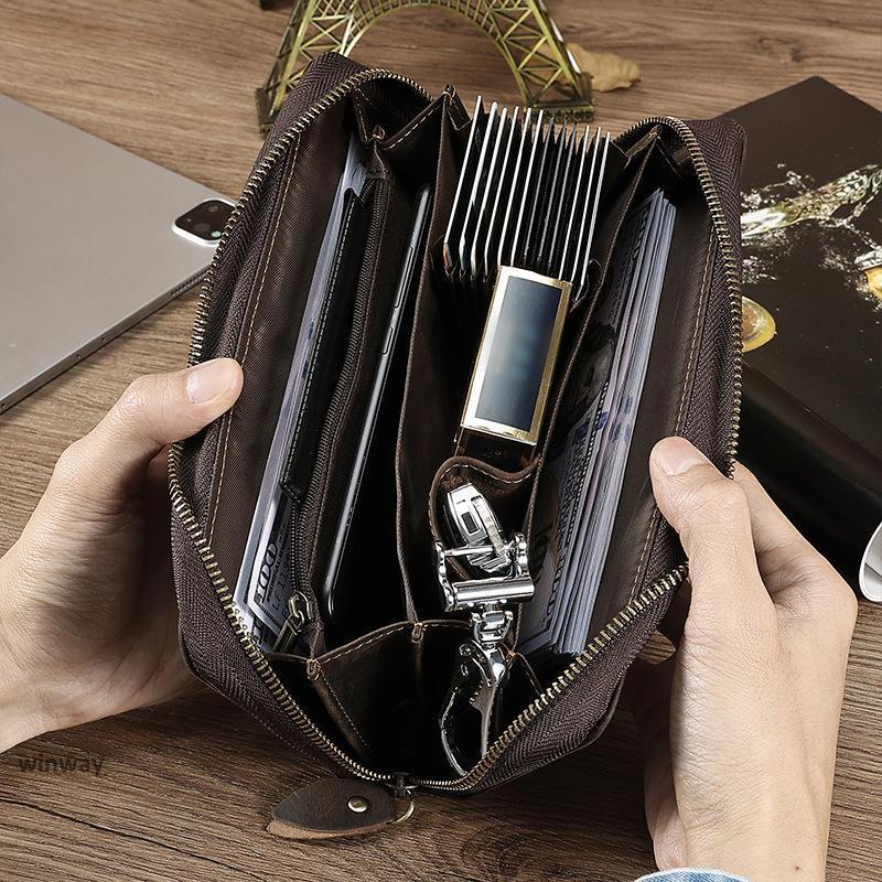 セカンドバッグ 本革 メンズ 大容量 ラウンド 長財布 レザー ロングウォレット ビジネス財布 2室 スマホパスポートなど対応 セカンドバッグ 本革 メンズ 大容量 ラウンド 長財布 レザー ロングウォレット ビジネス財布 2室 スマホパスポートなど対応