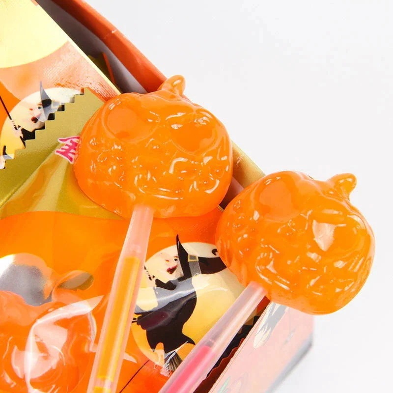 ハードキャンディパンプキンロリポップ5個入 蛍光ロリポップ スナック 11ハロウィン 漫画 : キャンディー r 面白い雰囲気 子供用 カジュアル ハロウィン n1001- カボチャの形
