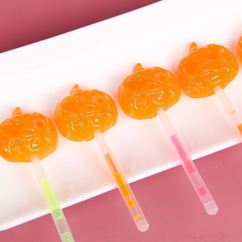 ハードキャンディパンプキンロリポップ5個入 蛍光ロリポップ スナック 11ハロウィン 漫画 : キャンディー r 面白い雰囲気 子供用 カジュアル ハロウィン n1001- カボチャの形