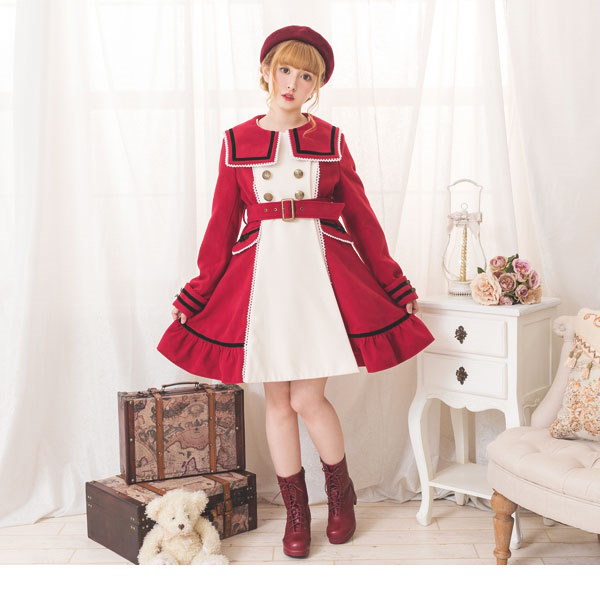 【送料無料】コート 魔法学園 バイカラー セーラー ウエストベルト ロング 秋冬 スクール フェイクウール フレアー ベルト フリル ポケット ボタン ガーリー クラシカル◆入荷済 【送料無料】コート 魔法学園 バイカラー セーラー ウエストベルト ロング 秋冬 スクール フェイクウール フレアー ベルト フリル ポケット ボタン ガーリー クラシカル◆入荷済