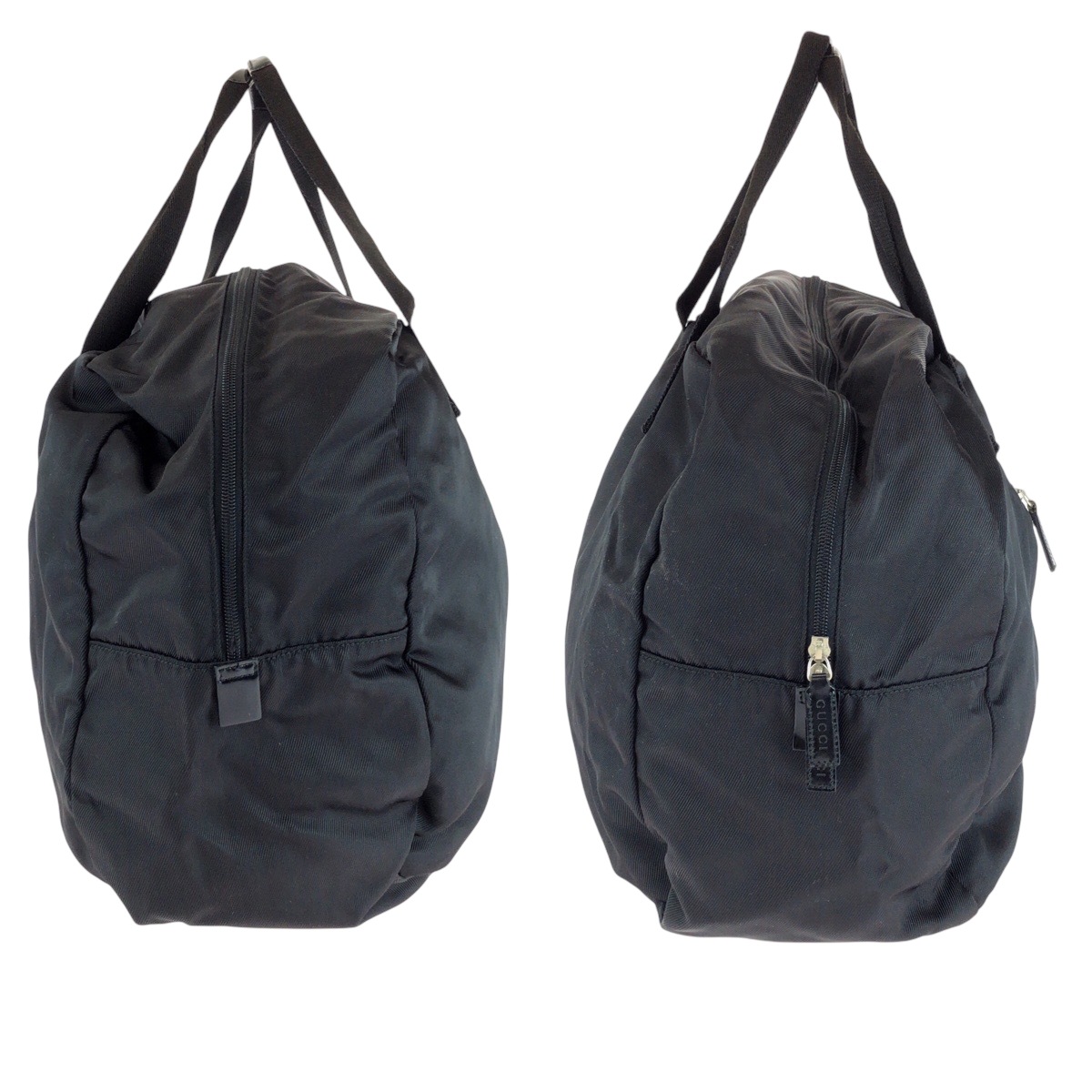 美品 男女兼用 ブラック 黒 シルバー金具 ナイロン 012 0389 ボストン