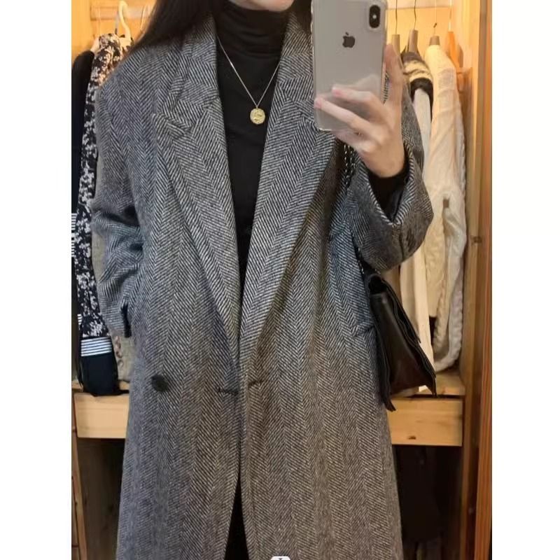ラシャコート 秋冬新しい セミロング チェスターコート 高級感 厚手 レディースアウター 体型カバー ロングコート ラシャコート 秋冬新しい セミロング チェスターコート 高級感 厚手 レディースアウター 体型カバー ロングコート