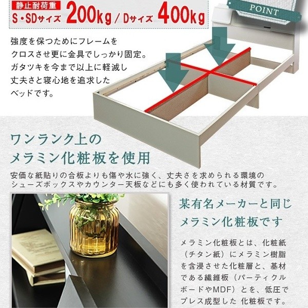 セミダブルベッド 引出し LEDライト 照明付 USB コンセント フラップ扉付 ベッドフレーム単品 セミダブルベッド 引出し LEDライト 照明付 USB コンセント フラップ扉付 ベッドフレーム単品