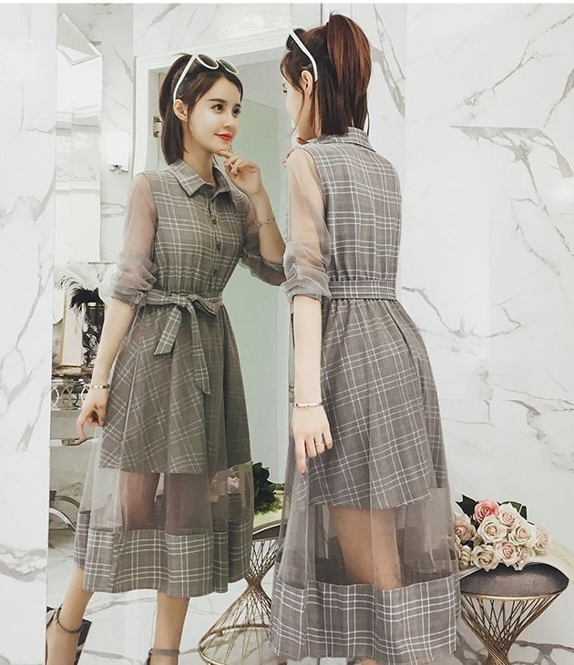 A1038.シースルー襟付きフレアドレス(グレー)2019 春夏 sale 春夏 sale ワンピース 長袖 エレガント お呼ばれ パーティー 結婚式 披露宴 女子会 レストラン デート A1038.シースルー襟付きフレアドレス(グレー)2019 春夏 sale 春夏 sale ワンピース 長袖 エレガント お呼ばれ パーティー 結婚式 披露宴 女子会 レストラン デート