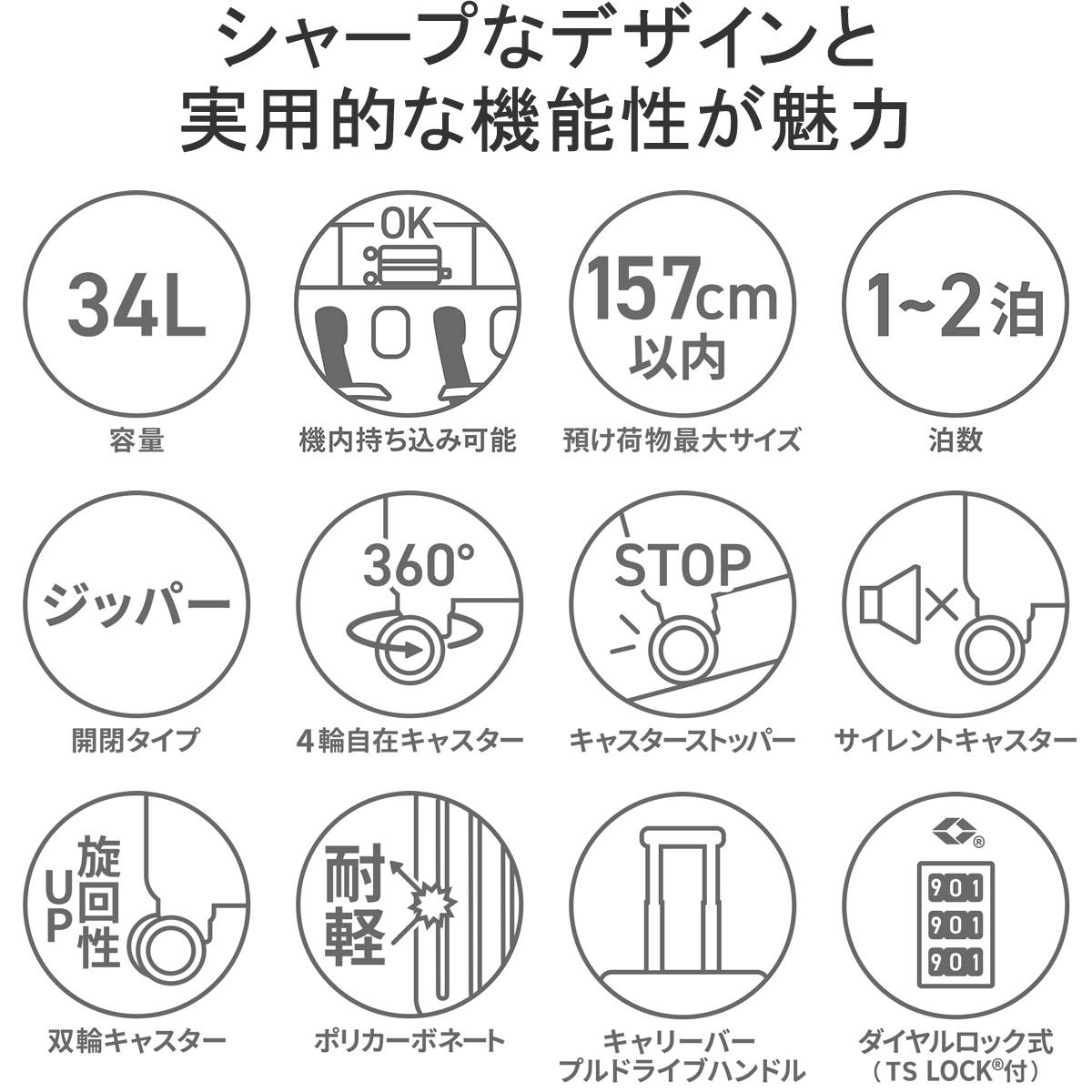 スーツケース ボトムベイ Sサイズ 機内持ち込み キャリーケース 34L 1泊 2泊 TSロック キャスターストッパー 4輪 ビジネス 出張 旅行 メンズ レディース 06951
