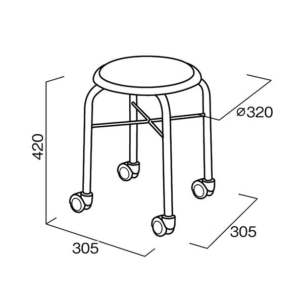 （まとめ）ルネセイコウ キャスタースツールボン ブラック/ブラック LCS-445 1脚 [x3]