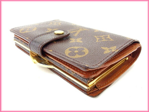がま口財布 二つ折り モノグラム /ポルトモネ　ビエヴィエノワ ブラウン 中古