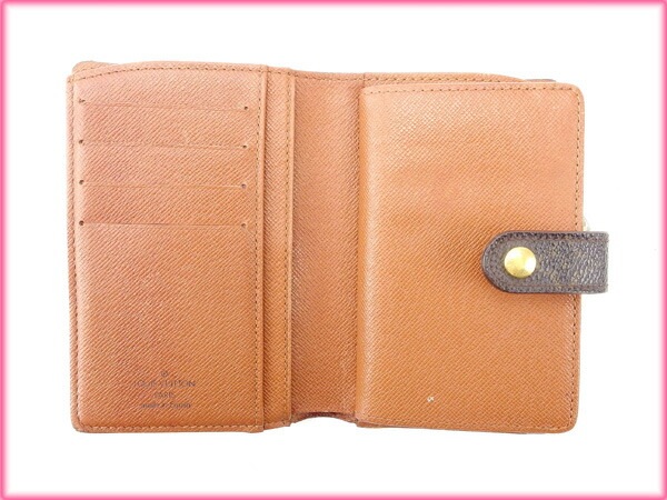 がま口財布 二つ折り モノグラム /ポルトモネ　ビエヴィエノワ ブラウン 中古