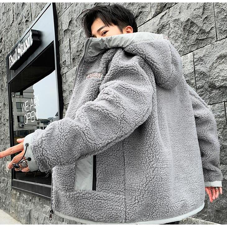 ジャケット ムートンジャケット メンズ ムートンコート フード付き 暖かい ブルゾン 裏起毛 裏ボア 厚手ジャケット あったか 防寒 防風