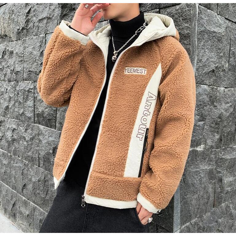 ジャケット ムートンジャケット メンズ ムートンコート フード付き 暖かい ブルゾン 裏起毛 裏ボア 厚手ジャケット あったか 防寒 防風