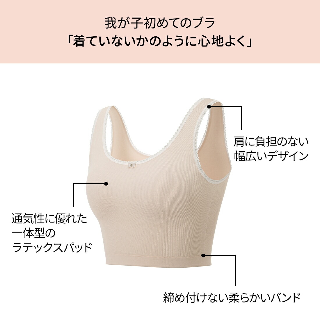 【5枚】 ジュニアブラ キッズブラ 子供ブラ カップル付き タンクトップ 子供 小学生 スポブラ クロップ丈 ブラデビュー シームレス 肌に優しい 柔らかい 大容量 まとめ買い_5