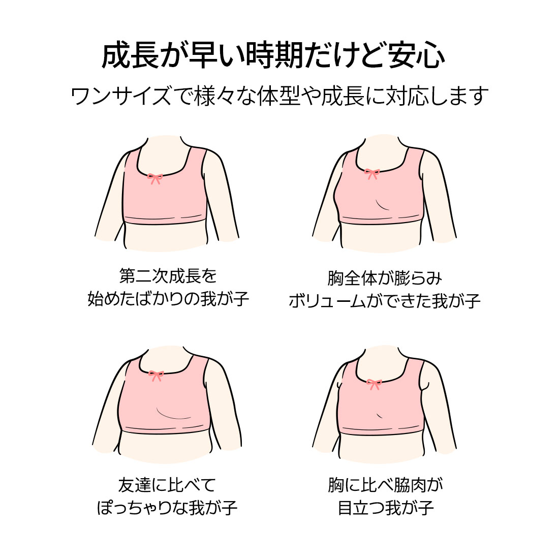 【5枚】 ジュニアブラ キッズブラ 子供ブラ カップル付き タンクトップ 子供 小学生 スポブラ クロップ丈 ブラデビュー シームレス 肌に優しい 柔らかい 大容量 まとめ買い_12