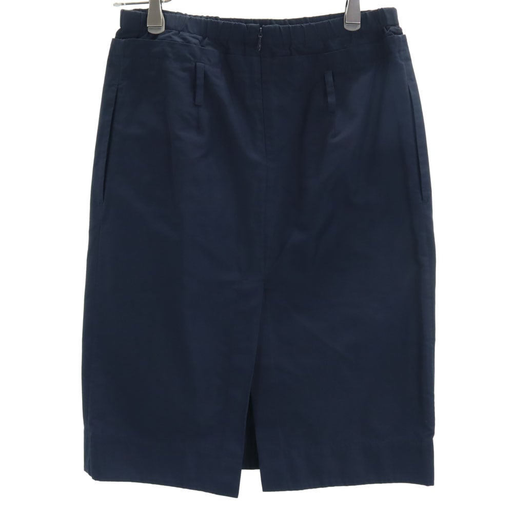 イタリア製 ミディ丈 スカート 32 ネイビー ウエストゴム レディース