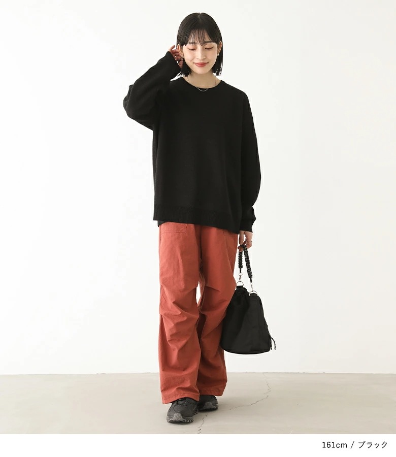 ニット レディース トップス ニットトップス セーター 長袖 長袖ニット 配色 ロング丈 ジャカード ジャガード 体型カバー 体形カバー お尻が隠れる 大きいサイズ ゆったり サークルロゴ オシャレウ_4
