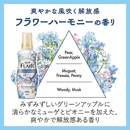 【ケース販売】デカラクサイズ ハミングフレアフレグランス 柔軟剤 50種のアロマ絶妙ブレンドかぐたびに惚れる香り フラワーハーモニーの香り 詰替え用 2,400ｍｌ×4個