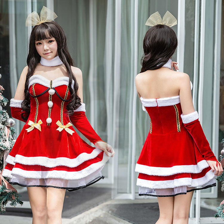 クリスマスコスチューム大人服女の子バニーガールセクシーコスダンスパーティーかわいいサンタコスチューム