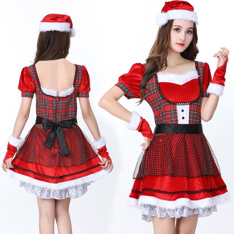 クリスマスコスチューム大人服女の子バニーガールセクシーコスダンスパーティーかわいいサンタコスチューム