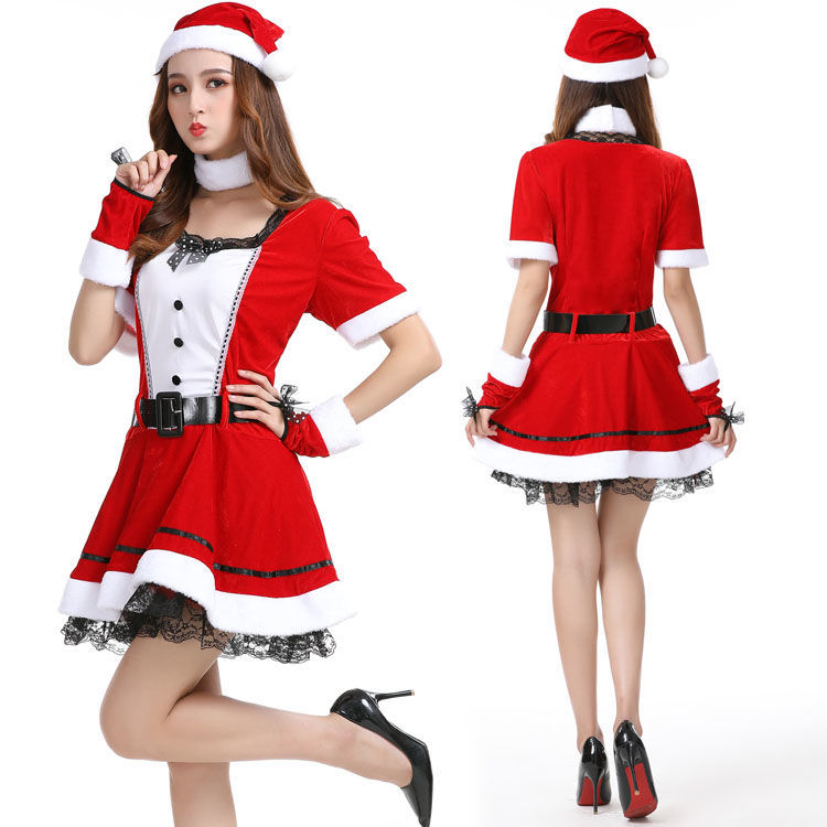 クリスマスコスチューム大人服女の子バニーガールセクシーコスダンスパーティーかわいいサンタコスチューム