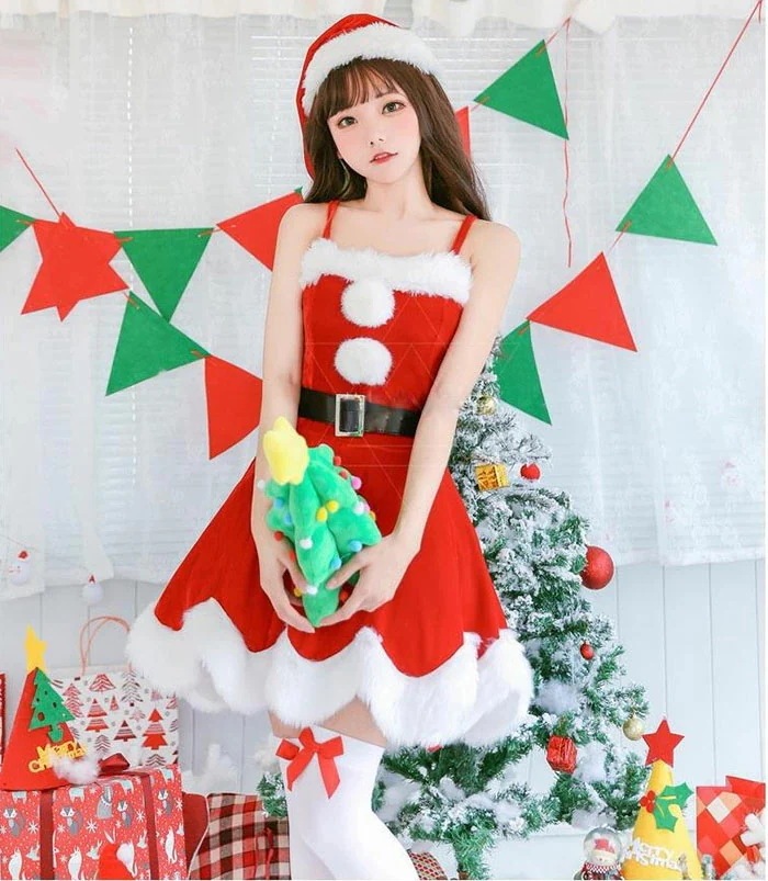 【 2025】サンタスーツ 5点セット ワンピース 女性 レディース サンタクロース 衣装 サンタ コスプレ サンタコス コスチューム クリスマス 豪華 大人 サンタ サンタクロース コスプレ クリス