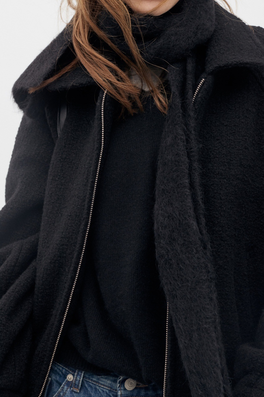 【LOW CLASSIC】 WOOL ANGORA JACKET : BLACK 【LOW CLASSIC】 WOOL ANGORA JACKET : BLACK