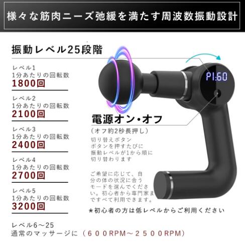 【20%超還元セレクト】マッサージガン 25段階パワー調節 4種類アタッチメント 筋膜リリース 軽量 おすすめ 電動 家庭用 ガン マッサージ器 マッサージ機 ミニハンディ ガン ケア 振動マシン 小_2