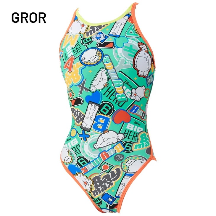 レディース 水泳 競泳 練習用水着 ディズニー タフスーツ トレーニングワンピース オープンバック パッドなし トレーニング水着 ベイマックス ワンピース水着/AS5FWM56L【返品不可】