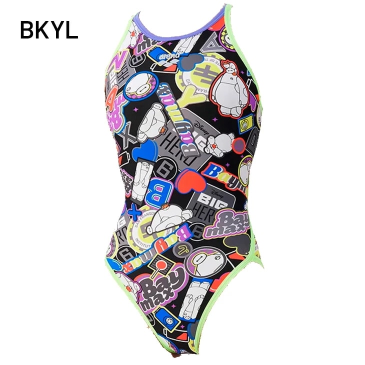 レディース 水泳 競泳 練習用水着 ディズニー タフスーツ トレーニングワンピース オープンバック パッドなし トレーニング水着 ベイマックス ワンピース水着/AS5FWM56L【返品不可】