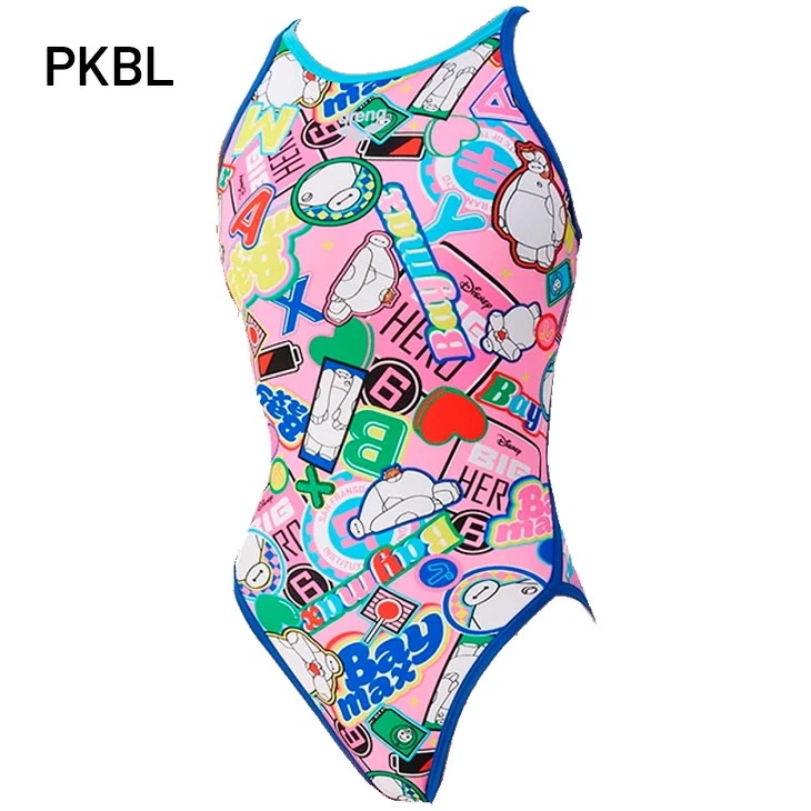 レディース 水泳 競泳 練習用水着 ディズニー タフスーツ トレーニングワンピース オープンバック パッドなし トレーニング水着 ベイマックス ワンピース水着/AS5FWM56L【返品不可】