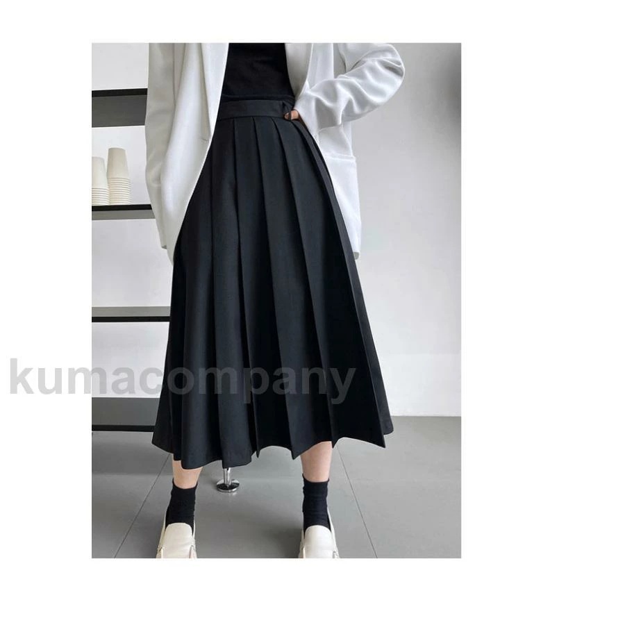 プリーツスカート レディース ロングスカート 無地 ミモレ丈 Aライン ファスナー付き ハイウエスト ゆったり シンプル 春秋