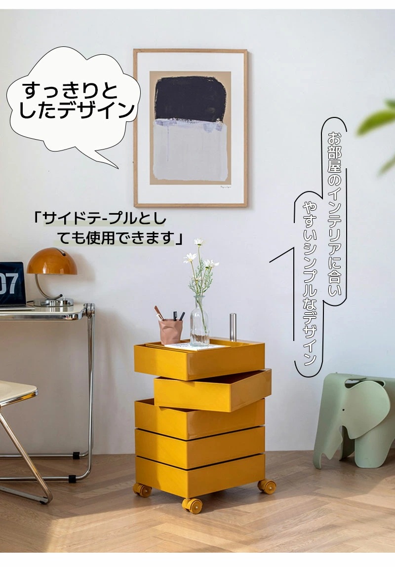 カラーラック ワゴン キャスター付き 5段 カラーラック 透明 クリア 収納 ラック 収納棚 回転式 トレイワゴン回転 スリム レトロ カラフル 韓国インテリア 韓国 収納棚 おしゃれ キャビネット_2