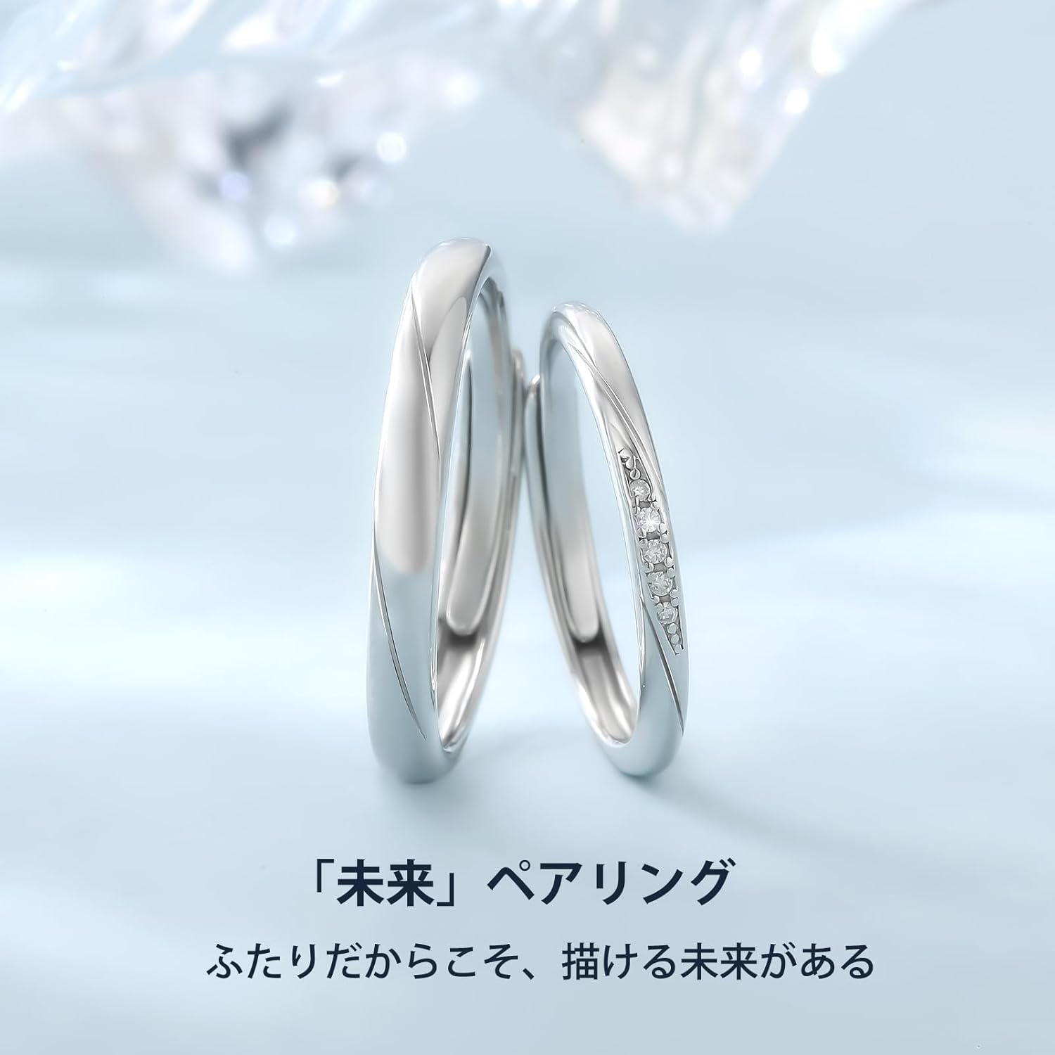 結婚指輪 ペアリング モアサナイト付き 調整可能 フリーサイズ S925銀製 ホワイトゴールド仕上げ 男女兼用 ギフトボックス付き_3