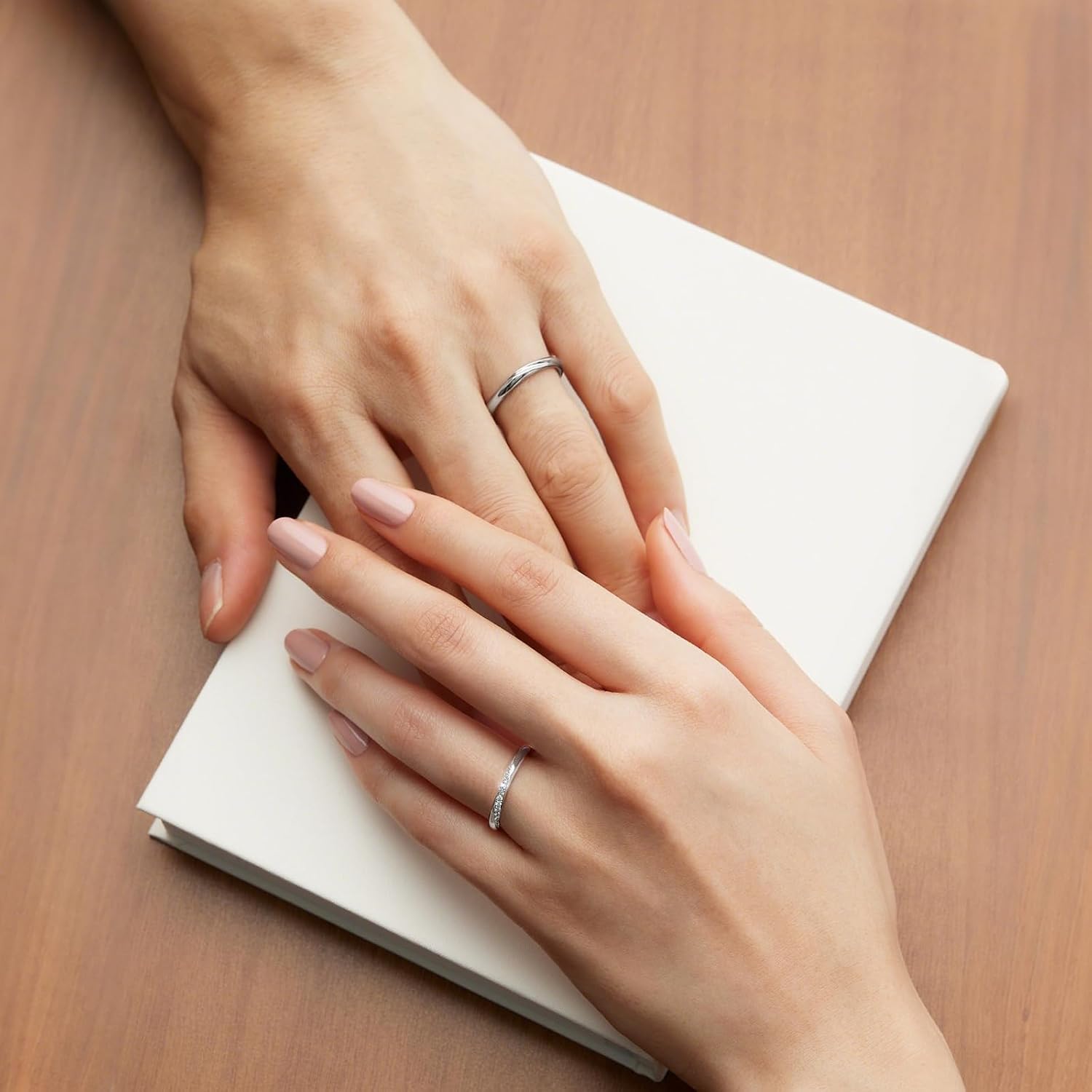 結婚指輪 ペアリング モアサナイト付き 調整可能 フリーサイズ S925銀製 ホワイトゴールド仕上げ 男女兼用 ギフトボックス付き_4
