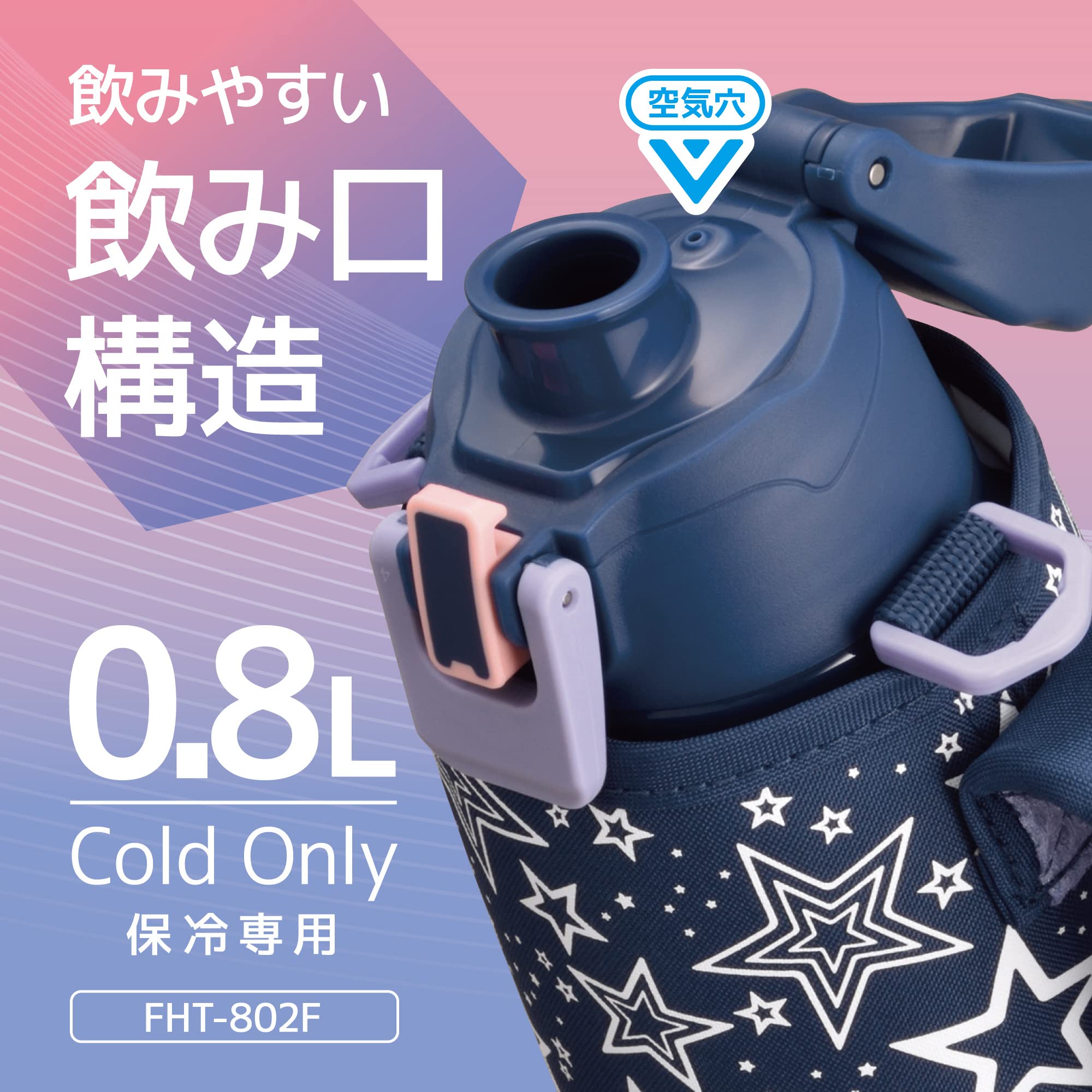 サーモス 水筒 真空断熱スポーツボトル 0.8L ネイビーピーチ 保冷専用 FHT-802F NVPC
