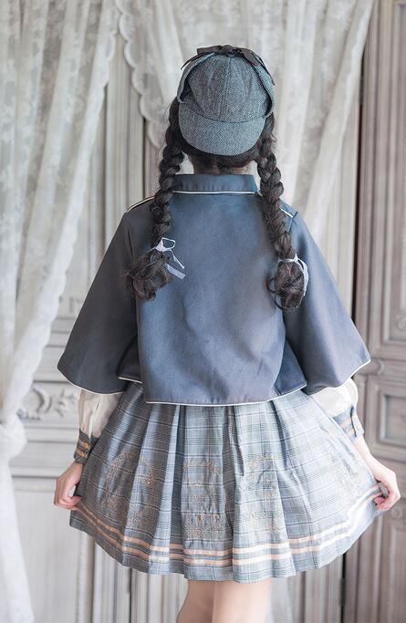 萌え可愛いロリータワンピース マント+ワンピース2点セット 春秋冬 イギリス学園風ロリータ長袖チェック柄 ワンピース マント ショートジャケット ネクタイ 刺繍 lolita 日常服 学園制服 コスプ 萌え可愛いロリータワンピース マント+ワンピース2点セット 春秋冬 イギリス学園風ロリータ長袖チェック柄 ワンピース マント ショートジャケット ネクタイ 刺繍 lolita 日常服 学園制服 コスプ