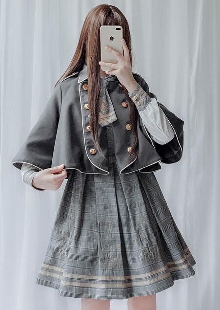 萌え可愛いロリータワンピース マント+ワンピース2点セット 春秋冬 イギリス学園風ロリータ長袖チェック柄 ワンピース マント ショートジャケット ネクタイ 刺繍 lolita 日常服 学園制服 コスプ 萌え可愛いロリータワンピース マント+ワンピース2点セット 春秋冬 イギリス学園風ロリータ長袖チェック柄 ワンピース マント ショートジャケット ネクタイ 刺繍 lolita 日常服 学園制服 コスプ