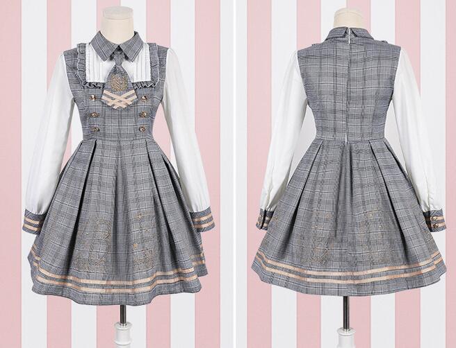 萌え可愛いロリータワンピース マント+ワンピース2点セット 春秋冬 イギリス学園風ロリータ長袖チェック柄 ワンピース マント ショートジャケット ネクタイ 刺繍 lolita 日常服 学園制服 コスプ 萌え可愛いロリータワンピース マント+ワンピース2点セット 春秋冬 イギリス学園風ロリータ長袖チェック柄 ワンピース マント ショートジャケット ネクタイ 刺繍 lolita 日常服 学園制服 コスプ