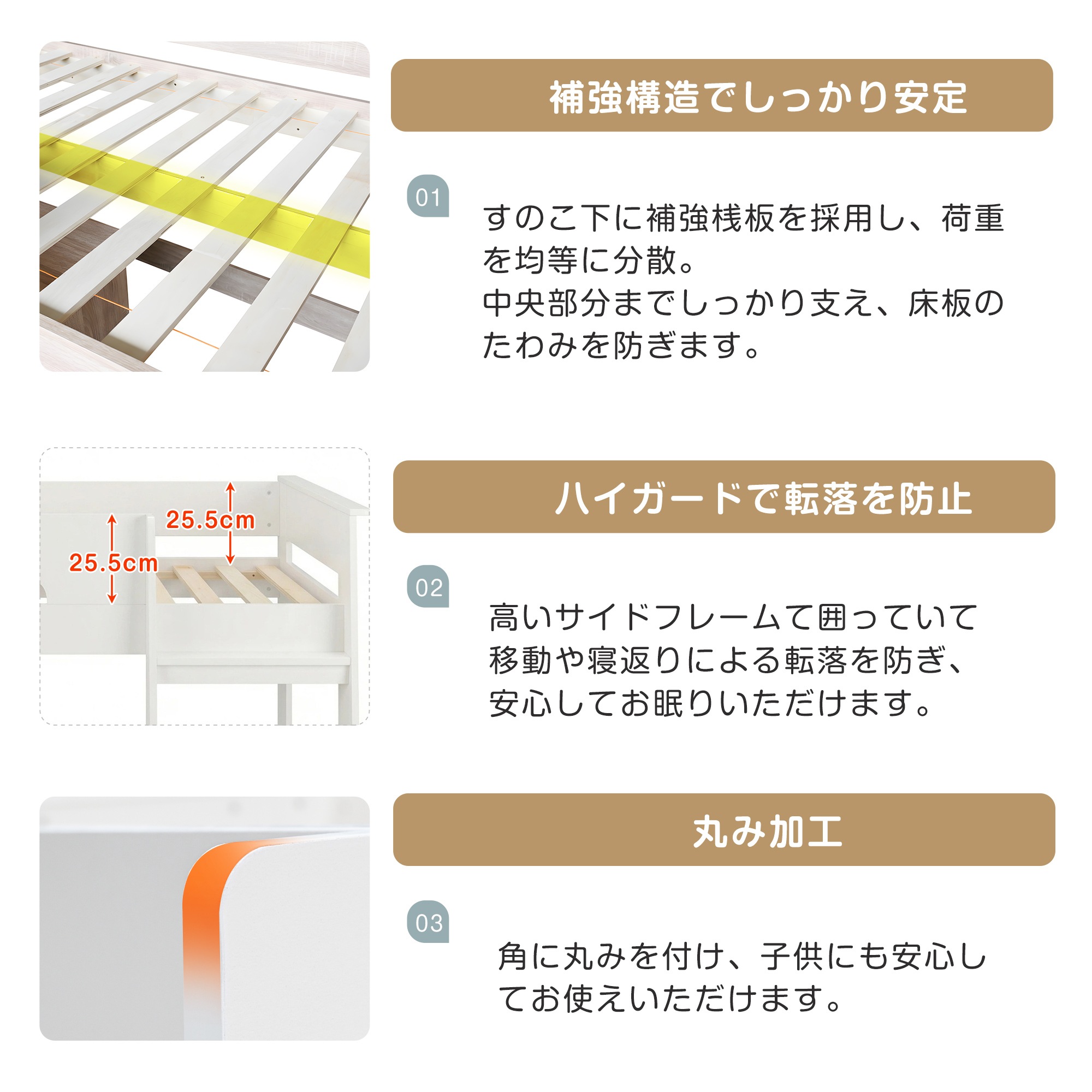 国内発送-送.料.無.料新品175【3梱包】システムベッド 3点セット 分離可能 高さ115cm シングル デスクベッド ロータイプ ハシゴ 学習机 すのこ キャビネット 収納棚 引き出し システムベ_11