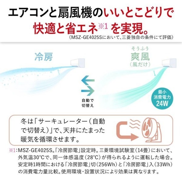 エアコン 10畳 MSZ-GE2825-W 2025年 ピュアホワイト 霧ヶ峰GEシリーズ エクプラ特選_6