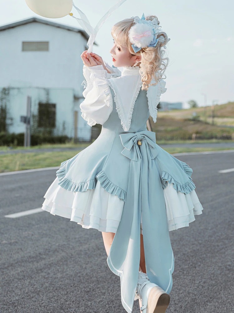 ロリータ可愛いファーボールクリスマスプリンセスドレスデイリーパレススイートオプ長袖ドレス