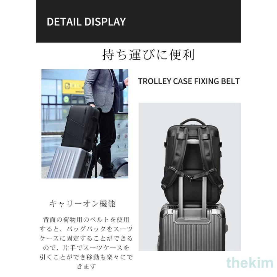 リュック ビジネスリュック メンズ リュックサック バックパック 機内持ち込み 大容量 防水 自立 USB充電ポート 撥水 16インチ