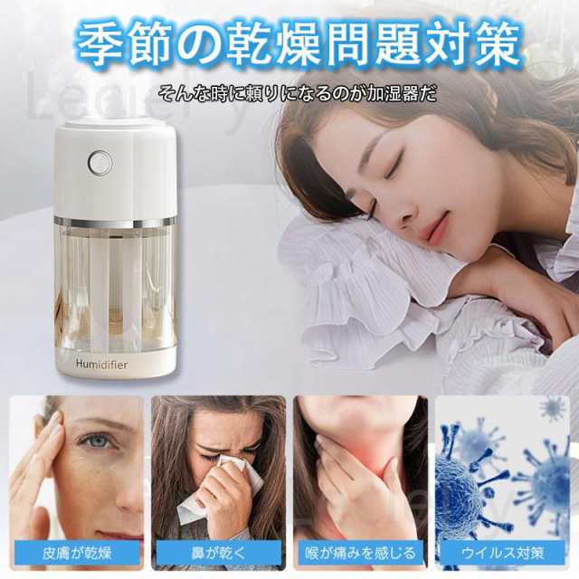 加湿器 大容量 超音波式 卓上 ライトナイト 600mL スチーム式加湿器 最大6h使用 自動停止機能 静音 加湿機 おしゃれ 省エネ 節電 エコ 湿度表示 乾燥対策 室内_3