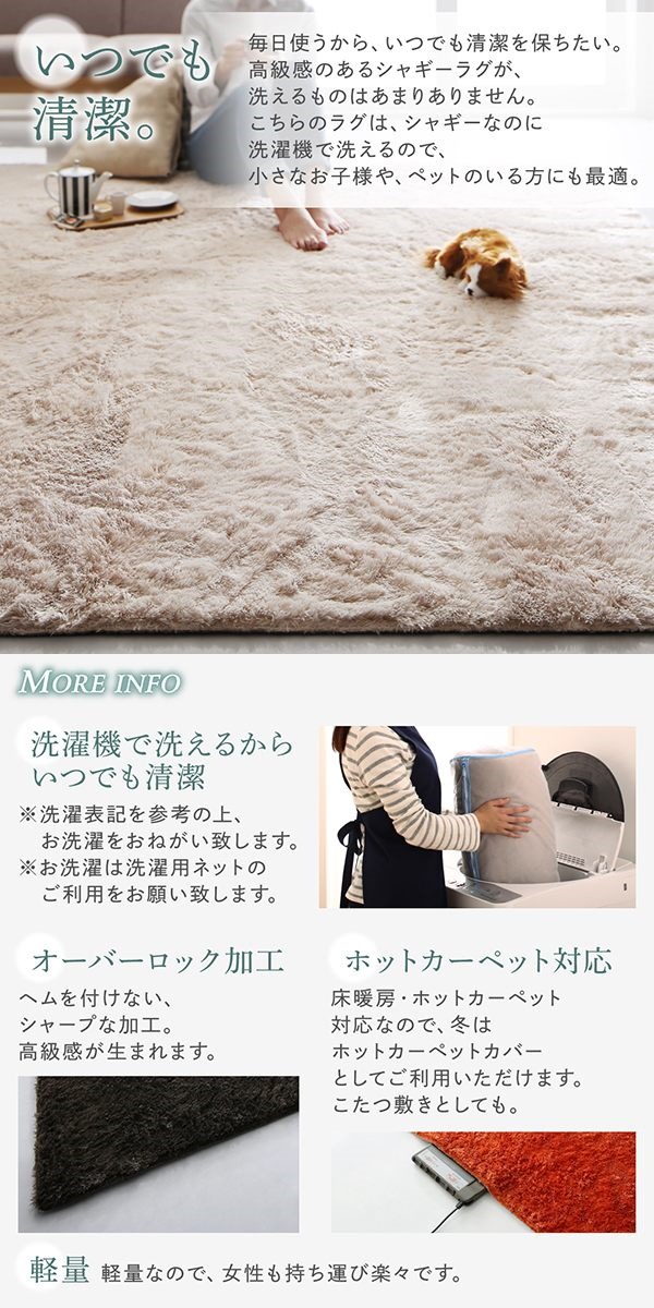洗濯機で洗える シャギーラグ [shaggila]シャギラ 200x300cm グリーン_3