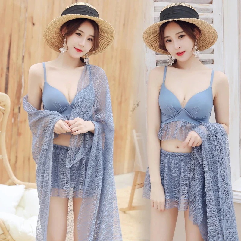 水着 韓国ファッション uvカット 三点セット セクシー ビキニ 日焼け防止 25 【10点セット】水着 海辺 体型カバーuvカット 多様な着方 レディース_4