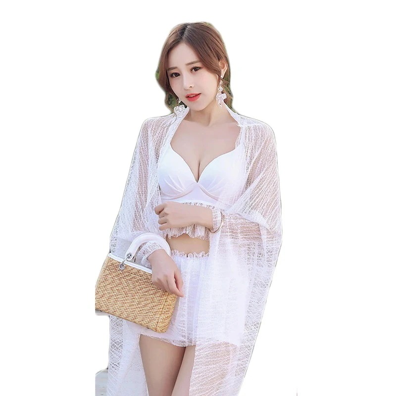 水着 韓国ファッション uvカット 三点セット セクシー ビキニ 日焼け防止 25 【10点セット】水着 海辺 体型カバーuvカット 多様な着方 レディース_6