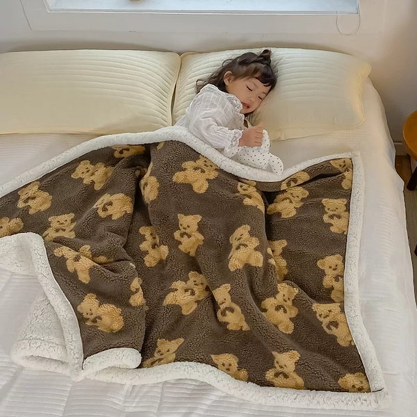 Qoo10] 2色可愛い熊の絨毯保温ブランケット柔らか