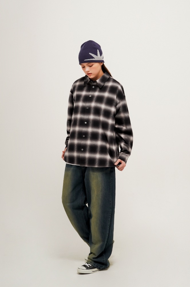 PERSTEP] Obscure ombre check shirt シャツ・ブラウス