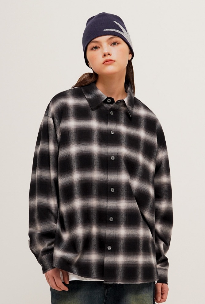 PERSTEP] Obscure ombre check shirt シャツ・ブラウス