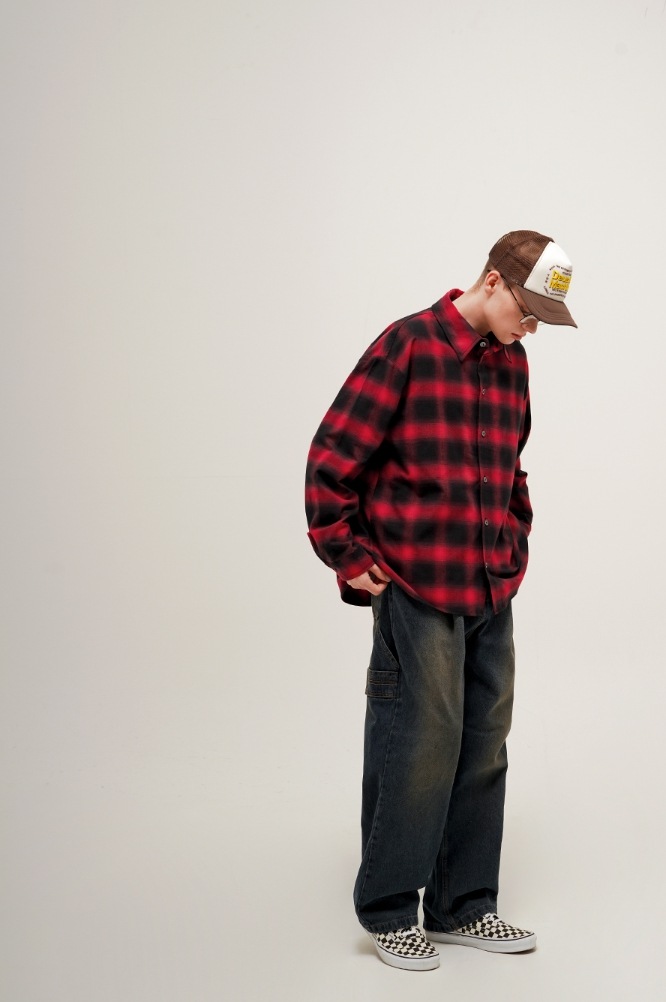 PERSTEP] Obscure ombre check shirt シャツ・ブラウス