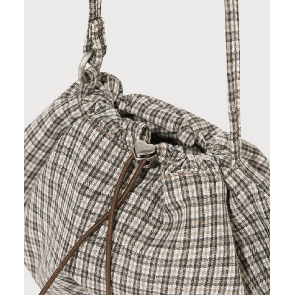 COVERNAT WOMAN クローバーハートチェックミニストリングバッグ Brown_2